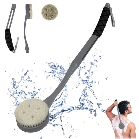 FIXPARTS Long Handled Back Scrubber for Shower,20.5'' Brush for Shower,Detachable Bath Brush,Unisex
