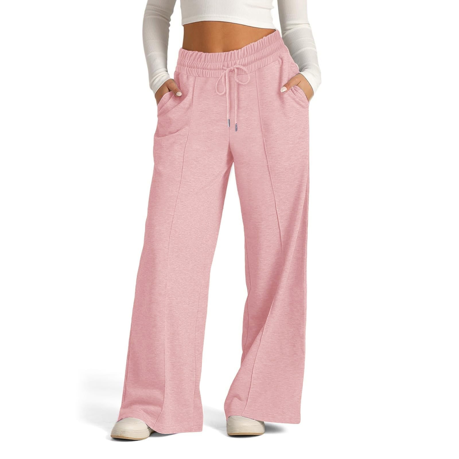 LNMQLPDBS Girls Wide Leg Pants Tween Teen Kids Fall Winter Drawstring Trousers Girl Clothes Elastic Waistband Side Pockets Loose Fit Comfortable Bottoms