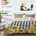 thumbnail image 4 of Sunflower Bedding 3 Piece Duvet Cover Set Queen Size, Black White Check Country Yellow Floral Soft Microfiber Comforter Cover with Zipper Closure & Pillowcases, Wrinkle & FadeResistant Quilt Cover, 4 of 9