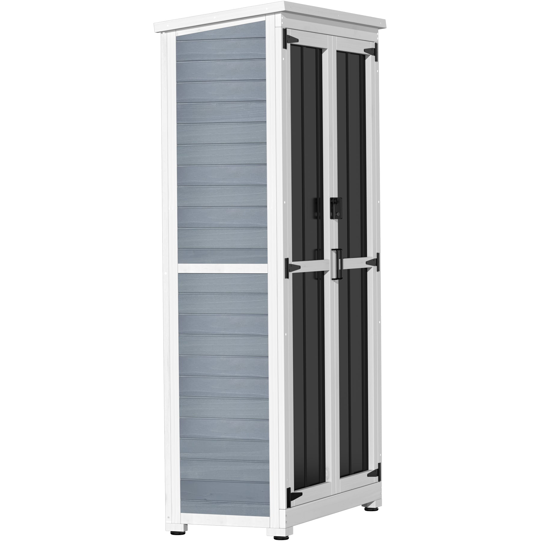 GDLF Outdoor Storage Cabinet Wood & Metal Garden Tool Shed Waterproof Sturdy 66" H