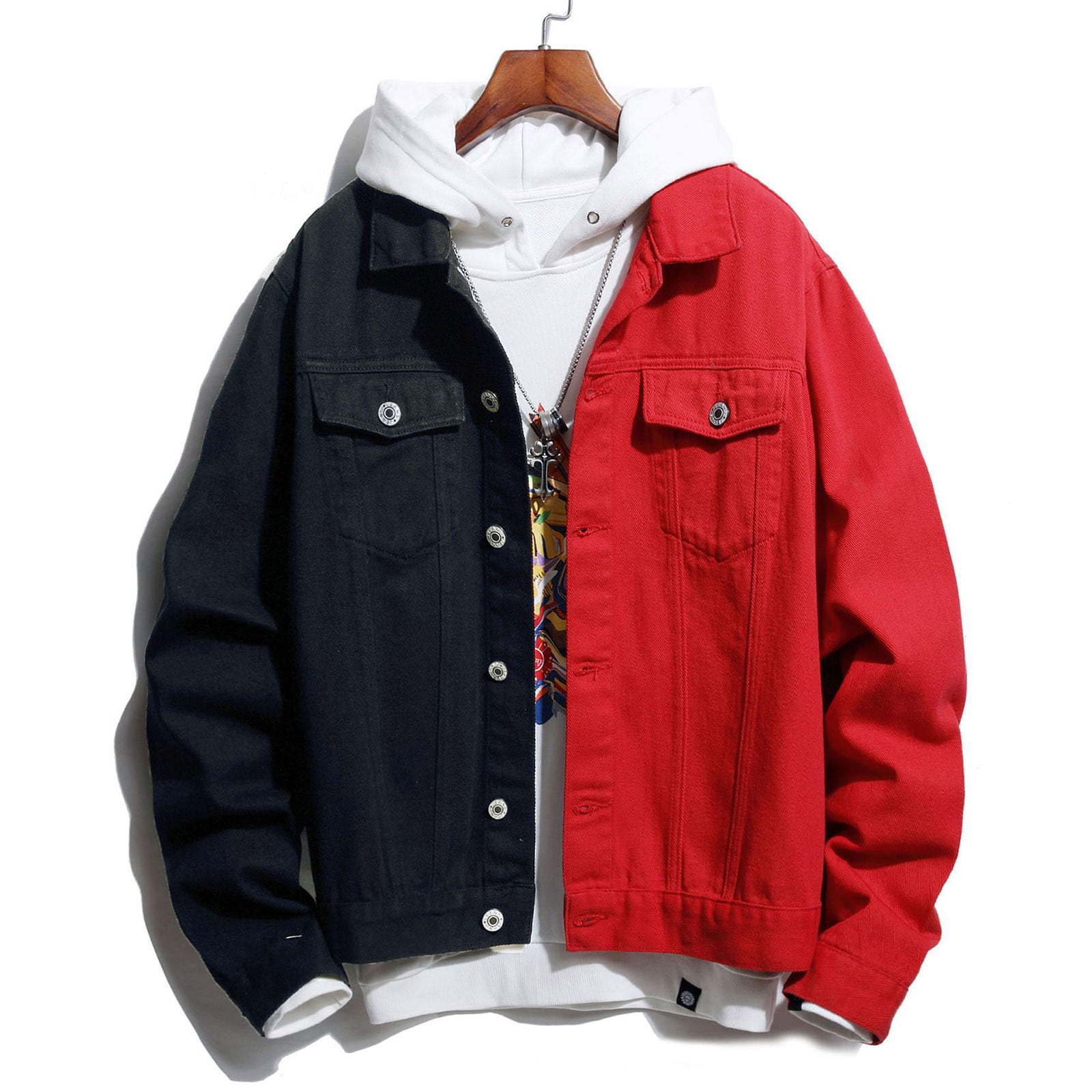 ジャケット・アウター Y's for men 2Way Hooded coat denim L QOAAIE Denim Hoodie Jacket for Men Casual Button Down Jean Coats