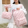 thumbnail image 6 of Dailihome Corduroy Backpack 3PCS Set, Large Capacity Bookbag with Lunch Box and Pencil Case, Lightweight Daypack for Teens College Students, Pink Strawberry, 6 of 9