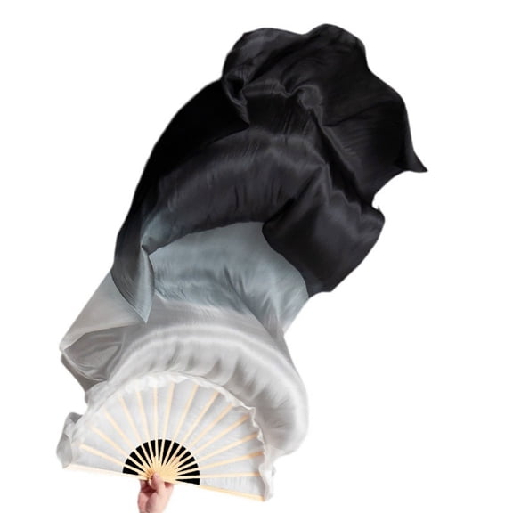 Silk Dance Long Fan Handmade Dyed Silk Belly Dance Fan Dance Props