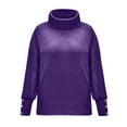 thumbnail image 4 of Turtleneck Sweater Women Plus Size Tunic Long Sleeve Cable Knit Sweaters Lightweight Chunky Pullover High Neck Purple XL, 4 of 7