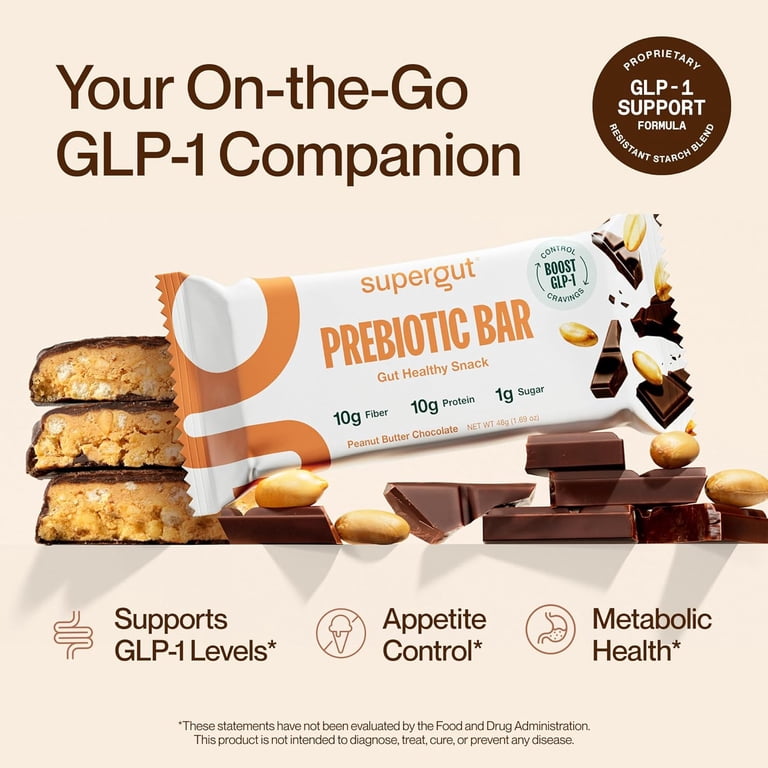 Supergut Prebiotic Bar 10g Fiber & Protein Snack Bars, Peanut Butter Chocolate, 12 Pack - Walmart.com Supergut Prebiotic Bar 10g Fiber & Protein Snack Bars, Peanut Butter Chocolate, 12 Pack - Walmart.com