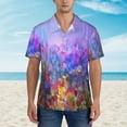 thumbnail image 2 of Disketp Hawaiian Shirts For Men,Colorful Purple Cosmos Flower Print Mens Casual Short Sleeve Button Down Shirts Beach Shirt, 2 of 7