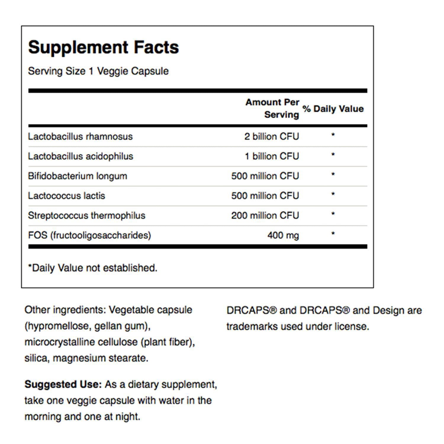 Swanson Probiotic Complex 4.2 Billion CFU 5-Strain Digestive Health Fat Metabolism Satiety Prebiotic FOS Complex Supplement 120 Veggie DRcaps (2 Pack)
