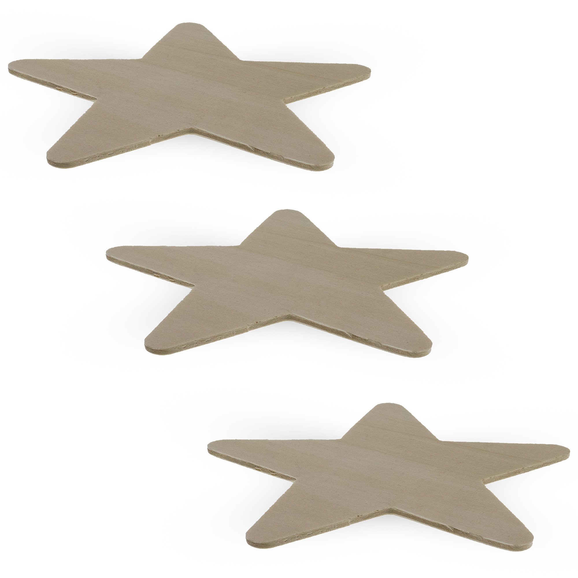 3 Unfinished Wooden Star Shapes Cutouts DIY Crafts 3.9 Inches - image 2 of 2