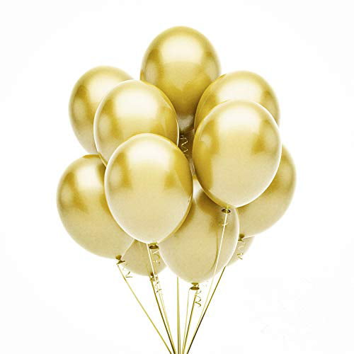 5 x  Standard Latex Air/Helium Metallic Yellow birthday Wedding Party Balloons 