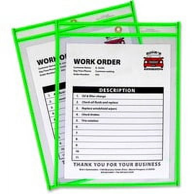 5Unit C-Line Neon Shop Ticket Holders, Stitched Green, Both Sides Clear, 9 x 12, 15EA/BX, 43913