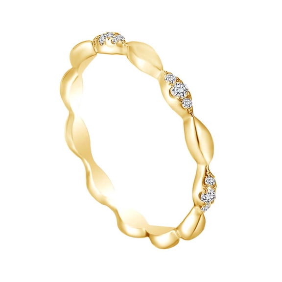 AFFY Round White Natural Diamond Accent Drop Design Engagement Ring 14K Solid Gold (I-J Color ,I2-I3 Clarity) Ring Size-5