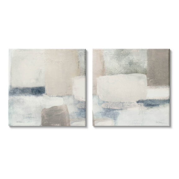 Stupell Industries Beige Modern Collage Shapes Painting Gallery Wrapped Canvas Print Wall Art, Set of 2, Design by Carol Robinson