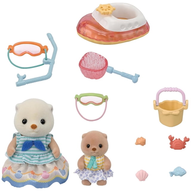 Conjunto de figuras de PVC de la familia Forest Family Sea Otter, una chica de anime, juguete para decoración de habitación, regalo de cumpleaños