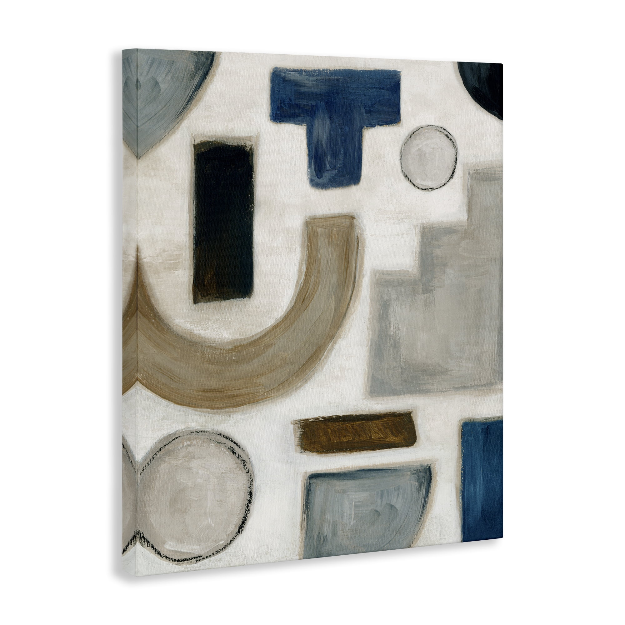 Stupell Industries Natural Tone Shapes Abstract Painting Wrapped Canvas Art Print Wall Art, 30 x 40