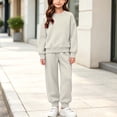 thumbnail image 2 of Hvogkswy Boys Girls Sweatsuit Solid Kids Sweat Suits Long Sleeve Crewneck Pullover Sweatshirt & Jogging Pant Fall Fashion Tracksuits, 2 of 9