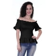 thumbnail image 2 of Moomaya Womens Off Shoulder Smocked Top Solid Short Sleeve Casual Summer Tops, 2 of 7