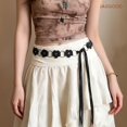 thumbnail image 2 of JASGOOD Womens Boho Braided Belt Western Cowgirl Flower Waist Belt for Dresses, Black, 190cm, 2 of 8