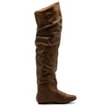 thumbnail image 5 of Ollio Women's Shoe Stretch Faux Suede or Faux Leather Over The Knee Flat Wrinkle Long Boots, 5 of 5