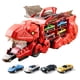 thumbnail image 4 of Pista de juguete City Dinosaur Ultimate Transportador de 13,4" que se transforma en un dinosaurio pisoteador con pista de carreras, juguetes para niños de 3, 4, 5, 6, 7 y 8 años (con 4 autos + 12, 4 of 8