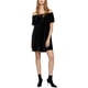 thumbnail image 2 of Sanctuary Clothing Vestido recto de terciopelo plisado para mujer, negro, XS Sanctuary Clothing Cambio, 2 of 2