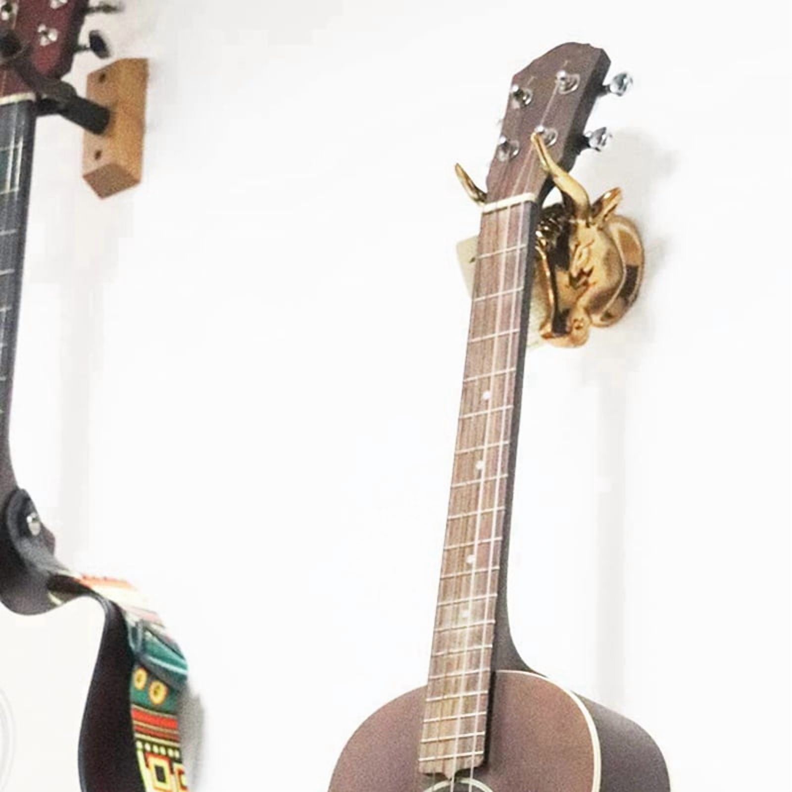 3X Guitar Holder Wall Hanger Bull Art Guitar Ukulele Hook Guitar Hanger Wall Hook Holder Stand for Guitar Ukulele,3 x Hook 12 x Screws 12 x Expansion bolts,gold