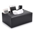 thumbnail image 1 of Caja de tejido rectangular de cuero PU para el hogar, caja de almacenamiento para escritorio, marrón Feliz Sencillez, 1 of 5