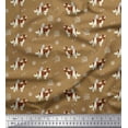 thumbnail image 1 of Soimoi Brown polyester Crepe Fabric Bird,Paw & Cocker Spaniel Dog Printed Craft Fabric by the Yard 52 Inch Wide, 1 of 3