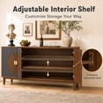 thumbnail image 4 of 63" Walnut Sideboard Cabinet with Carved Doors, Mid Century Modern Buffet Cabinet with Storage and Adjustable Shelf, Accent Credenza Cabinet for Dining Room Living Room Entryway, 4 of 10