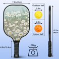 thumbnail image 3 of Pickleball Paddles Set Of 1, Fiberglass Surface, Daisy Floral Print, 1 Paddle, 2 Balls & Bag, 3 of 5