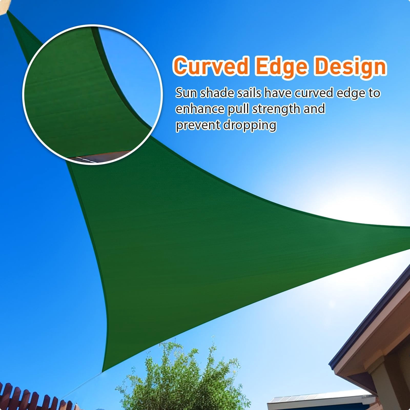 12'X12'X12' HDPE Sunshade Sail, Dark Green