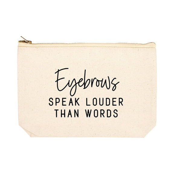 Koyal Wholesale Funny Makeup Bag Canvas Cosmetic Bag with Zipper Eyebrows Speak Louder Than Words Makeup Pouch