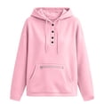thumbnail image 6 of SYwaren Women's Oversized Pullover Hoodie Henley Long Sleeve Button Casual Sweatshirt Tops, 6 of 7