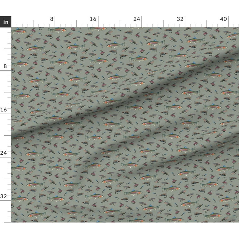 Spoonflower Fabric - Fly Fishing Sage Green Rainbow Trout Fish Sports  Alpine River Printed on Petal Signature Cotton Fabric Fat Quarter - Sewing  Quilting Apparel Crafts Decor 