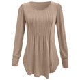 thumbnail image 5 of vigerkar Womens Long Length Sleeve Tops Casual Crew Neck T Shirt Pleated Loose Fit Blouses (Khaki, S), 5 of 7
