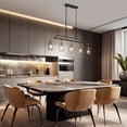 thumbnail image 5 of LNC Black & Gold 5-Light Linear Chandelier with Ripple Glasss, for Kitchen Island, 5 of 14