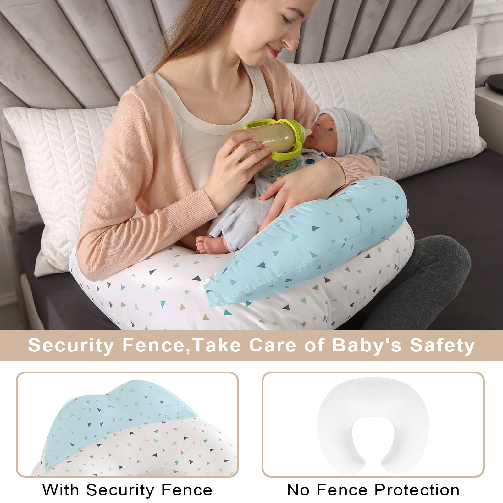 BATTOP Nursing Pillow for Breastfeeding,Plus Size Breastfeeding Pillows for More Support,With Adjustable Waist Strap and Removable Cover