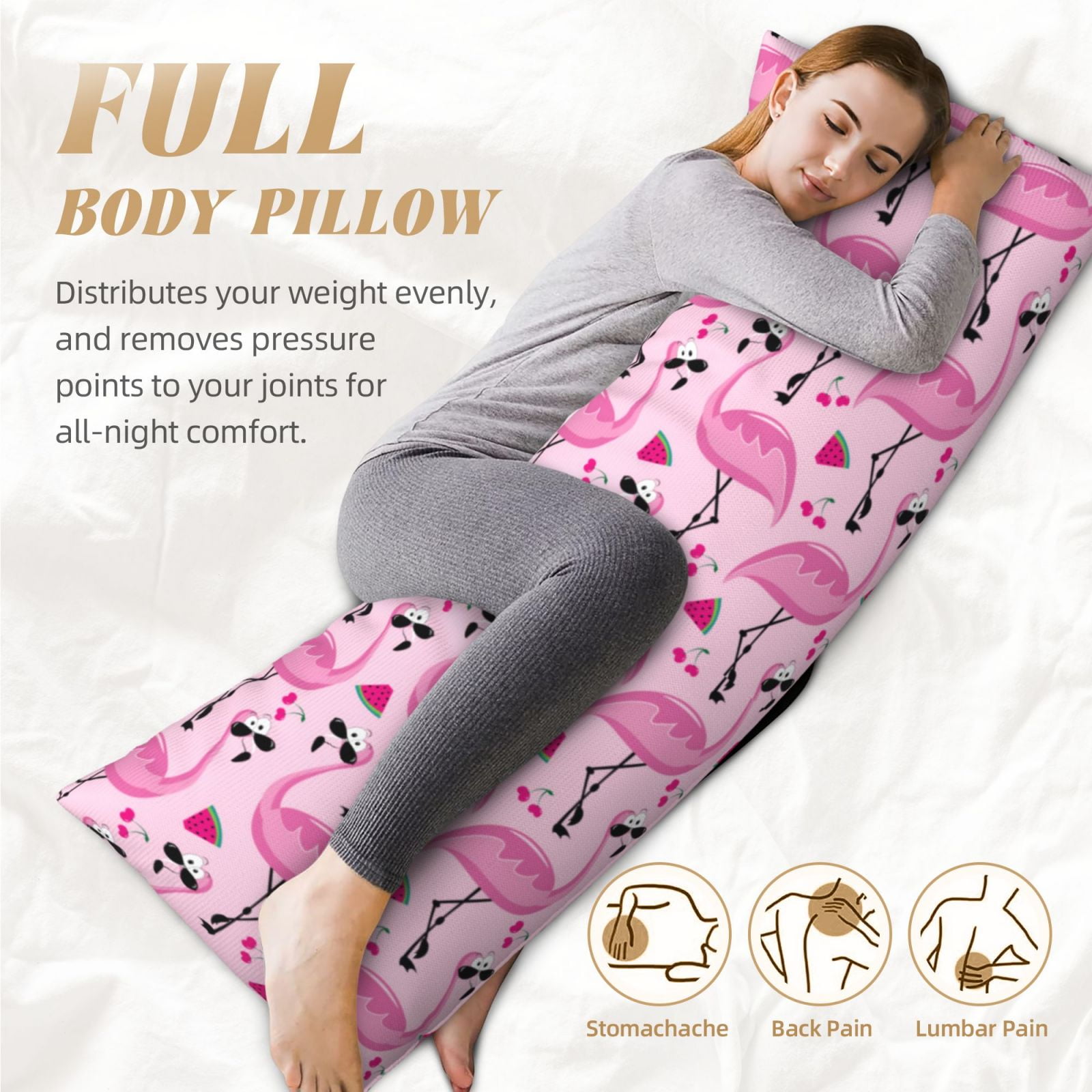 Naloa Cool Flamingos Super Soft 20x60 Body Pillow Case,Long Side Hidden Zipper（PILLOWS ARE NOT INCLUDED）