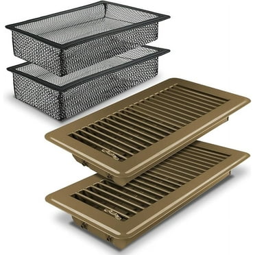 GRACETOP 4"x10" Brown Steel Floor Vent for Wall Ceiling Home and Office, 2 Pack