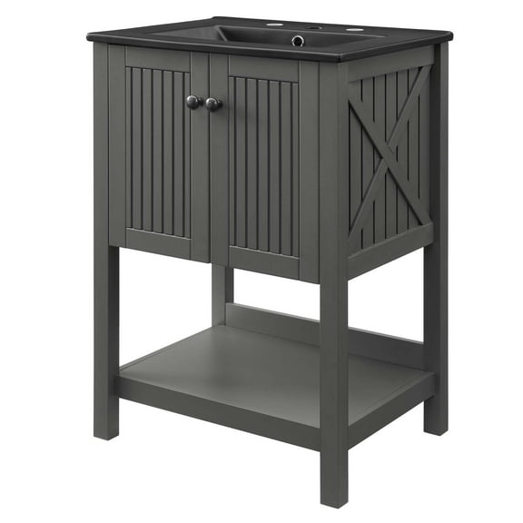 Sink Vanity Cabinet, Wood, Grey Gray Black, Modern Contemporary Urban Design, Hotel Bedroom Bathroom Master Suite Guest
