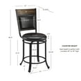 thumbnail image 6 of Powell Holloway 24" High Back Indoor Rund Metal Counter Stool with Swivel, Black/Dark Brown Faux Leather, 6 of 17