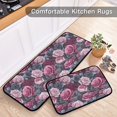 thumbnail image 5 of 2-Piece Kitchen Mat Set Non Slip Washable Floor Mats Decorative Rugs for Kitchen Sink Laundry Roses in Pink and Gray Tones, 5 of 7