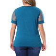 thumbnail image 3 of Agnes Orinda Women's Plus Size Top Mesh Short Sleeve Crew Neck T Shirt Solid Casual Blouse 2025 4X Blue, 3 of 6
