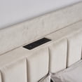 thumbnail image 6 of Ktaxon Full Platform Bed Frame with USB Charging, Upholstered Bed, Wingback Headboard/No Box Spring Required/Wood Slat Support/Easy Assembly/Beige, 6 of 13