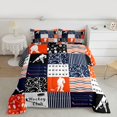thumbnail image 2 of Homewish Ice Hockey Club Queen Comforter Set for Kids, Blue Orange Stripes Lines Bedding Sets, Modern Sports Athlete Reversible Bedding Comforter Set, Luxury Bedroom Decor, 3-Piece, 2 of 8