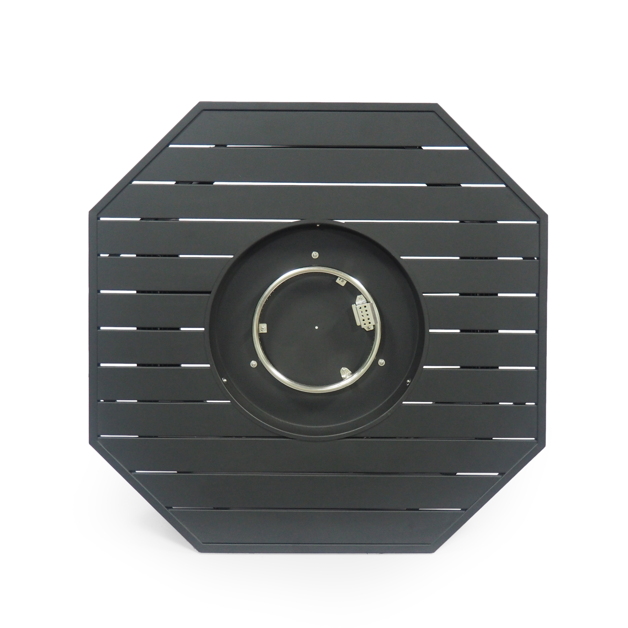 Noble House Rene Outdoor Octagonal Iron Fire Pit in Matte Black