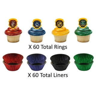 24 Harry Potter Hogwarts Houses Cupcake Cake Ring Birthday Party Favor  Toppers 