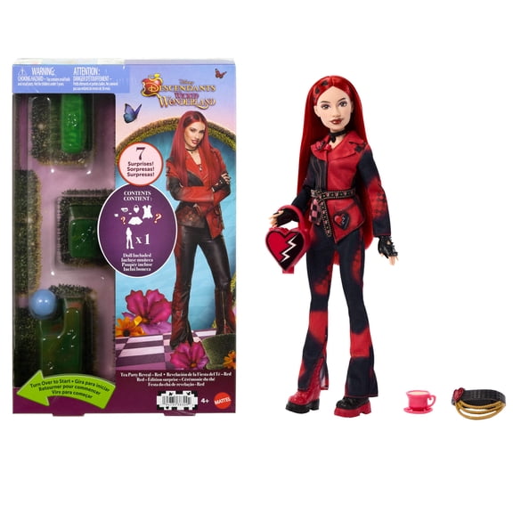 Disney Descendants: Wicked Wonderland Tea Party Reveal with 7 Surprises, a Red Fashion Doll & Accessories