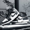 thumbnail image 2 of N I-K-E A i r-Jor-dan 1 Mid Shoes Black Iron Grey White DQ8426-001 Men's Multi Size, 2 of 6