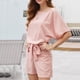 thumbnail image 2 of Mono informal con cuello redondo, mono, ropa deportiva, moda de verano, pantalones cortos de verano, traje, pantalones cortos para mujer, mono de grado profesional, 2 of 6