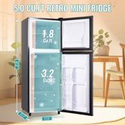 TACOOL Refrigerator with Top Freezer 4.5Cu.ft Two Door Small Mini Fridge with Extra Drink Space for Home Office Dorm Grey